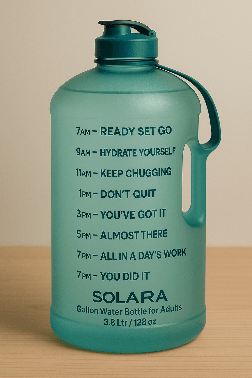 SOLARA Gallon Water Bottle for Adults 3.8 Ltr with Motivational Time Marker, Leakproof Durable BPA Free Non-Toxic Tritan Gallon bottle for Gym, Home, Travel, Sports, Trekking and Office, Black Knight